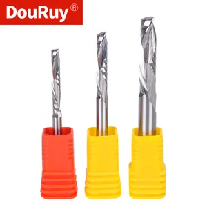 DouRuy 1 Flute Solid Carbide Compression End Mill CNC Router Bits Tool Bit Up Down Milling Cutter For Woodworking