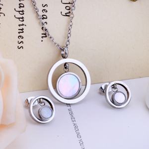 Golden Fashion Circle Colorful Shell Earrings and <b>Necklace</b> <b>Indian</b> Jewelry <b>Set</b> High Quality Stainless Steel Jewelry for Women - Product Image 6