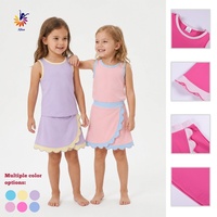 Conjunto de Falda de Tenis sin Mangas para Niñas OEM/ODM con Pantalones Cortos Interiores para Golf y Juego, Tejido de Yoga con Certificación CPC, MOQ Bajo