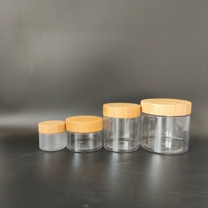 Tarro de plástico PET transparente/ámbar esmerilado con tapa de bambú para crema o exfoliante corporal, con logotipo personalizado, 50g, 150g, 250g, 500g, venta al por mayor, grabado. - Product Image 6