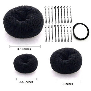 Set de Herramientas para Hacer Moños, Donuts para el Cabello de 3.5, 3 y 2.5 Pulgadas, con Pasadores y Banda Elástica para Peinados - Product Image 1