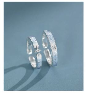 Anillos De Pareja Silver Plated Luminous Moon Zircon Star <b>Couple</b> <b>Rings</b> Glow in Dark Luminous Band Adjustable Open <b>Ring</b> Jewelry - Product Image 5
