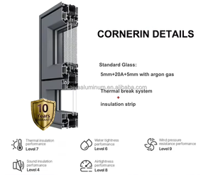 Porte <span class=keywords><strong>coulissante</strong></span> insonorisée de qualité supérieure et fenêtre sur mesure, système de portes et fenêtres en aluminium pour usage résidentiel - Product Image 1