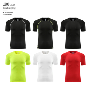 <b>Men's</b> Gym Wear Quick-Drying <b>Compression</b> <b>Shirt</b> with Slim Fit 190 GSM Knitted Fabric Custom OEM Printing Short Sleeves - Product Image 2