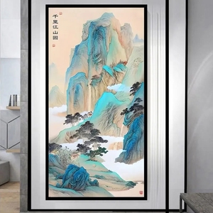 Unico nel suo genere mille fiumi Li montagne ricamo a mano dipinti <span class=keywords><strong>famosi</strong></span> fatti a mano punto croce paesaggio stampato lavoro - Product Image 1