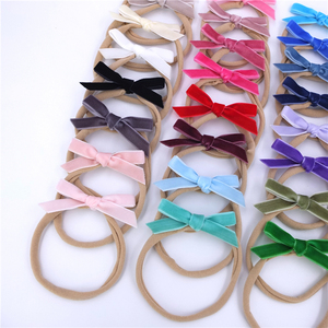 Diadema de nailon con lazo de terciopelo para bebé recién nacido, accesorios para el cabello - Product Image 6