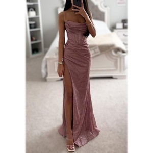 Vestito lungo da donna con motivo a tinta unita da Modulare Casual di nuova moda per feste - Product Image 4