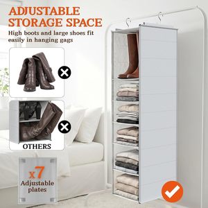 Home Hanging Closet Organizer 8 Tier Adjustable <b>Storage</b> For Bedroom Clothing Non Woven Fabric Hook Type - Product Image 2