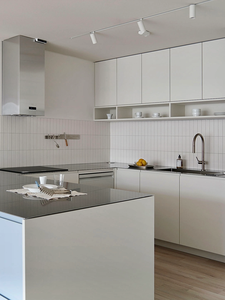 Gabinetes de <span class=keywords><strong>Cocina</strong></span> Estilo <span class=keywords><strong>Bauhaus</strong></span> con Gabinetes de Pared y Diseño de Encimera Integrada de Acero Inoxidable. - Product Image 3