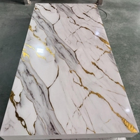 Panneau mural en feuille de marbre UV 3D en PVC, alternative décorative imperméable, finition brillante, 2 mm, 3 mm, 1220x2440 mm