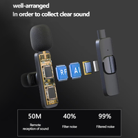 Microphone cravate sans fil omnidirectionnel 2 en 1 portable, carte son, mini K8 C, iPhone, Android, enregistrement audio/vidéo