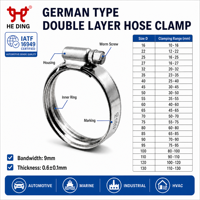 Collier de serrage pour tuyau de type allemand à pression 360 degrés de 9 mm avec bande interne lisse