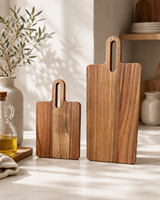 Meilleures ventes : Ensemble de planches à découper en bois d'acacia pour la cuisine domestique, avec poignée, pour fromage et pizza, pour l'exportation