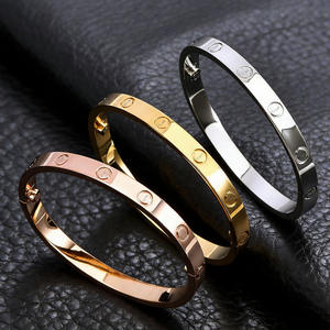 Vintage High Version Charm 6mm Stainless Steel <b>Love</b> <b>Bangle</b> Gold Plated Screwdriver Bracelet for Women - Product Image 1