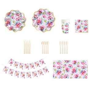 DAMAI Flower <b>Plates</b> and Napkins Floral Disposable <b>Plates</b> Napkins Baby <b>Shower</b> Decorations for Spring Wedding Birthday Tea Party - Product Image 3