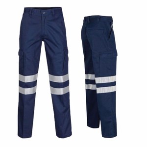 Pantaloni da lavoro in cotone 100% da uomo lucidi resistenti all'usura piatti dritti riflettenti per i lavoratori delle stazioni di servizio dei cantieri - Product Image 2