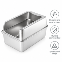 Bac à litière pour chat en acier inoxydable double couche, grande taille, facile à nettoyer, personnalisable OEM/ODM, vente en gros, produit phare
