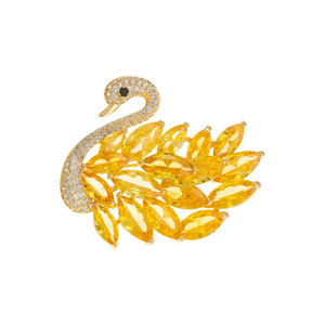 Muyu Swan Brooch Zinc Alloy Claw Setting Women's Party Fashion Accessory - Product Image 5