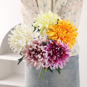 Flores de Crisantemo Artificiales de Plástico, Alta Simulación, Adornos Decorativos para el Hogar, Sala de Estar, Entrada - Product Image 3