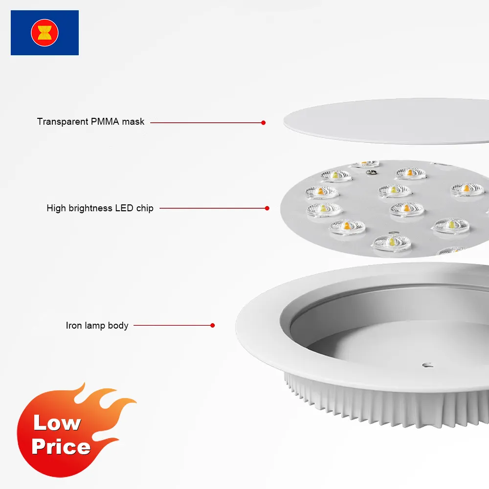 Verzonken Rond Led Plafond 7W 10W 12W Ac 220V Binnenverlichting Warm Wit Laag Ugr Licht Binnenverlichting Aluin