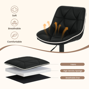 Comfortable Modern Faux Leather Outdoor <b>Bar</b> <b>Stools</b> <b>Adjustable</b> Height 360 Swivel Steady Water Resistant Quilted Footrest - Product Image 4