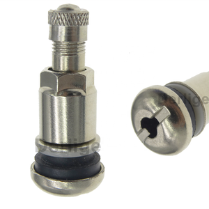 Tige de <span class=keywords><strong>valve</strong></span> de pneu sans chambre à air en métal argenté Valves <span class=keywords><strong>Schrader</strong></span> de jante universelles MS525 TR525 - Product Image 1