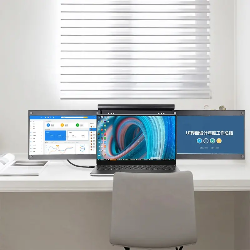 Monitor portátil Triple USB, pantalla IPS de 13,3 pulgadas para ordenador portátil