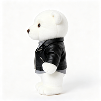 Peluche Ours Blanc Cool Style Motard, Douce et Moelleuse, Vêtu d'une Veste en Similicuir Noir