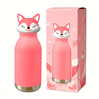 Bouteille isotherme Emode sans BPA, design tête de loup, avec couvercle en forme de tête d'animal