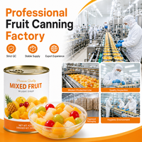 Koktail Buah Campur Kaleng Tropis Persik Kuning Jeruk Mandarin Nanas Pir 850g Grosir Pasokan Katering