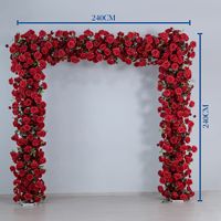 Ensemble de rangée florale artificielle en soie faite à la main, roses rouges de luxe, pour arche de mariage, fête des Mères, remise de diplôme, chemin de table et scène de cérémonie