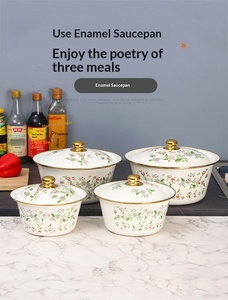 Fabrieksgroothandel geëmailleerde kom met deksel, voedselveilige soepkan, ijzeren kom, saladekom, soepkom, 16-26CM - Product Image 4