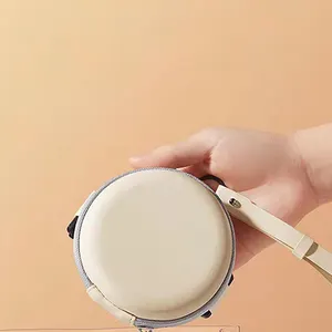 新款白色轻质迷你折叠太阳镜盒眼镜配件便携式圆形太阳镜收藏盒