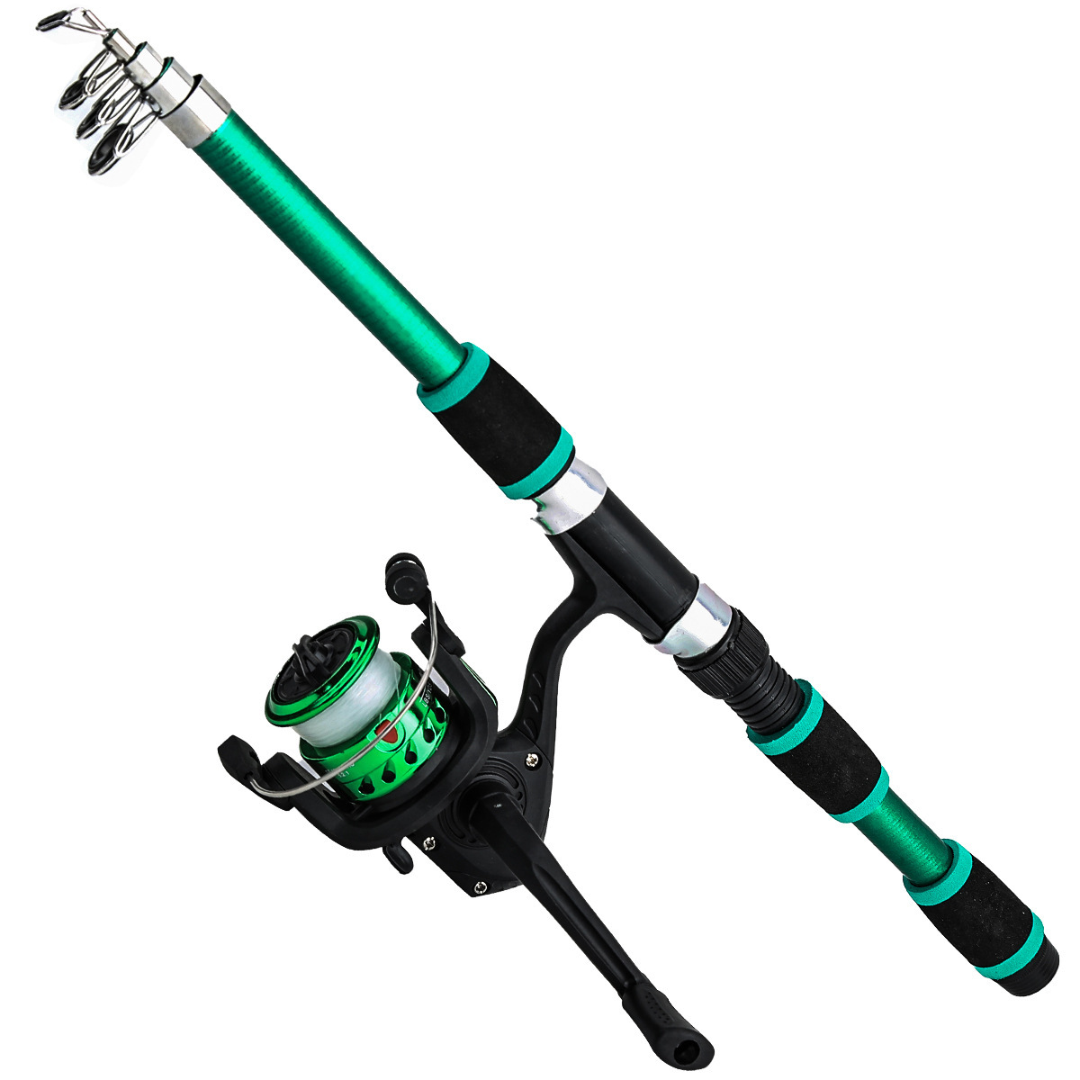Canne à pêche verte 1,8 m + moulinet vert 200