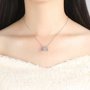 Collier pendentif en argent pour femme avec zircon cubique, plaqué rhodium, motif floral, chaîne à maillons, style classique, à porter au quotidien - Product Image 6