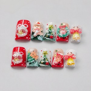 Uñas Postizas Acrílicas de Navidad, Uñas Artificiales de Cobertura Completa, Pre-Diseñadas, Forma de Pato Corta, 10 Piezas para Dedos - Product Image 2
