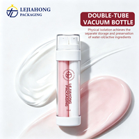 Flacon Pompe Airless Transparent à Double Tube avec Couvercle, Logo Estampé à Chaud, Emballage Lotion Bicolore, Couleur Personnalisée
