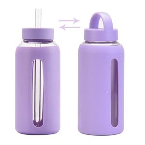 ขวดน้ำแก้วขนาด 800 มล. พร้อมปลอกซิลิโคน ปลอดสาร BPA ใช้ซ้ำได้ สำหรับดื่มเครื่องดื่ม เหมาะสำหรับออกกำลังกาย กีฬา กิจกรรมกลางแจ้ง ท่องเที่ยว และเดินป่า - Product Image 6