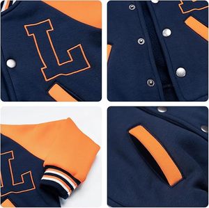 Veste de baseball pour tout-petits garçons, design personnalisé OEM, blouson universitaire unisexe pour enfants avec bordure rayée - Product Image 4