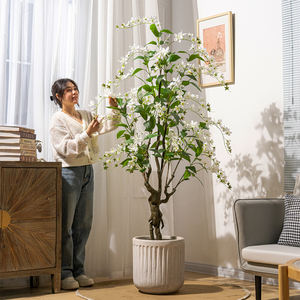 Decoración de <span class=keywords><strong>maceta</strong></span> de <span class=keywords><strong>jazmín</strong></span> <span class=keywords><strong>en</strong></span> cascada para interior del hogar, árbol similar a la planta, estilo Resh ligero, brote de flor de <span class=keywords><strong>Jazmín</strong></span> Artificial - Product Image 2