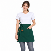 Tablier de taille en toile personnalisé avec logo et poches, court, pour serveurs/serveuses, uniforme de personnel de café, restaurant, bar, vente en gros
