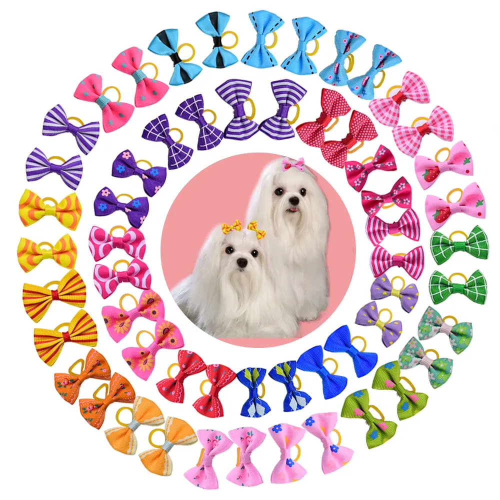 Hond Grooming Bows Mix 30 Kleuren Hond Kat Haarelastiekjes Kleine Pog Grooming Accessoires Hond Haar Elastiekjes Pet Leverancier