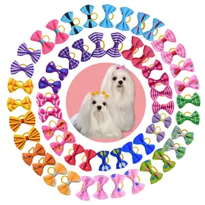 Dog Grooming Bows mix 30colours Cat dog Hair Bows Small Pog Grooming Accessories Dog Hair Rubber Bands Pet Supplier
