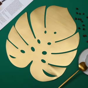 En STOCK Color oro respetuoso del medio ambiente de plástico HOJA DE Monstera mantel para cocina comedor <span class=keywords><strong>Accesorios</strong></span> - Product Image 2