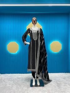 คอลเลกชันอินเทรนด์สตรีผ้าฝ้ายแฟนซี 3 ชิ้นอินเทรนด์ Kurta ชุด Kurta กางเกงชุด Dupatta สําหรับงานแต่งงานและปาร์ตี้สวมใส่ - Product Image 6