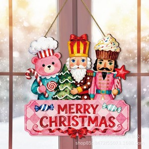 Wooden Christmas <b>Nutcracker</b> Bear Wall Decoration Home Hanging Tag Irregular Shape Seven Colors Christmas Decor - Product Image 3