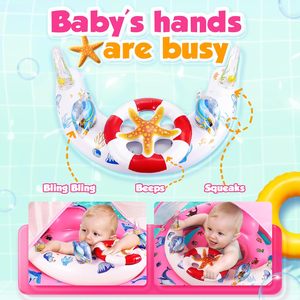 Flotador de Piscina para Bebés con Diseño Oceánico Rosa, con Toldo Solar Extraíble UPF50+ y Asiento de Seguridad Ajustable - Product Image 3