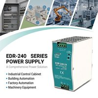 Alimentation électrique sur rail DIN 240W EDR-240, série 24V 48V avec PFC actif, convertisseur AC/DC industriel pour l'automatisation des armoires de contrôle