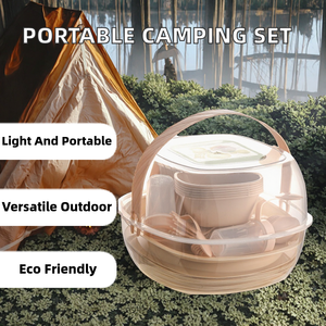 <span class=keywords><strong>Set</strong></span> Completo di Stoviglie Portatili Ecologiche in Plastica per Esterni, Kit Completo di Utensili da Campeggio, Posate Leggere da Viaggio, Stoviglie per Picnic - Product Image 2