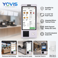 Kiosque de commande automatique intelligent YOVIS 21,5 pouces avec écran tactile capacitif 10 points, reconnaissance faciale, imprimante, scanner, SDK, restaurant